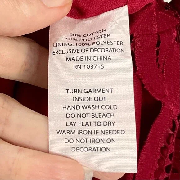 Nanette Lepore Burgundy Lace Blouse Top Shirt Sz Med NWT 3/4 Sleeve Lined - Picture 7 of 9